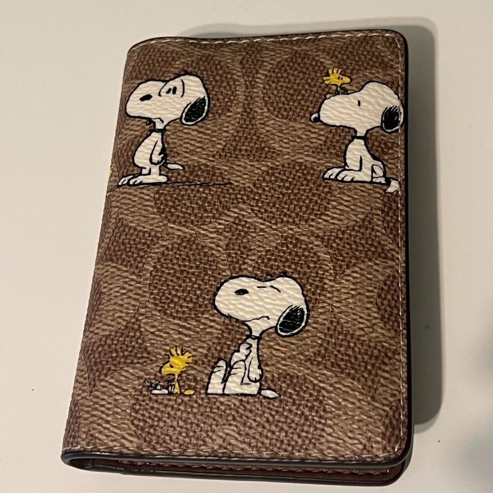 Coach Peanuts Card Wallet In Signature Canvas With Snoopy Print CBK50 NWT